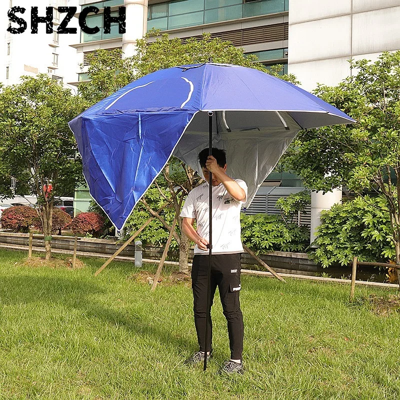 2.4M Oxford Silver Tape Fishing Umbrella Outdoor Sunscreen Sunshade with Transparent Window