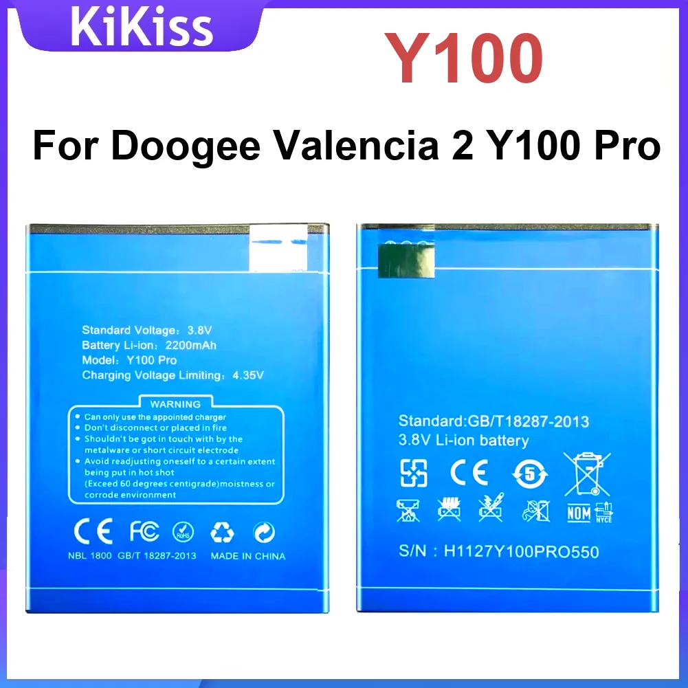 

Аккумулятор Y100 2200 мАч для долговечного перезаряжаемого мобильного телефона Doogee Valencia 2 Pro