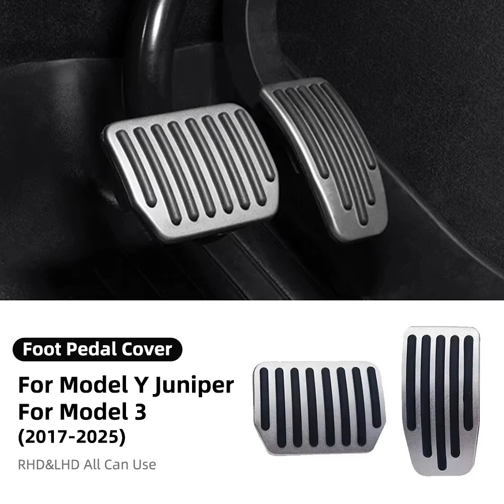 

For New Tesla Model 3 Y Highland Juniper 2019-2026 Foot Pedals Snap-fit Install Alloy Gas Fuel Brake Accelerator Pedal Cover