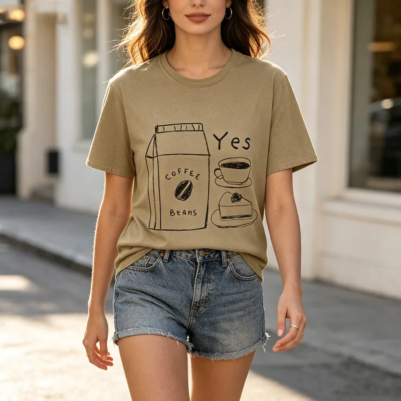 Coffee Beans Sketch Graphic T Shirt Men Women Crew Neck Short Sleeve Coffee Lover Casual Summer Tops  Y2k Top Oversized T Shirt