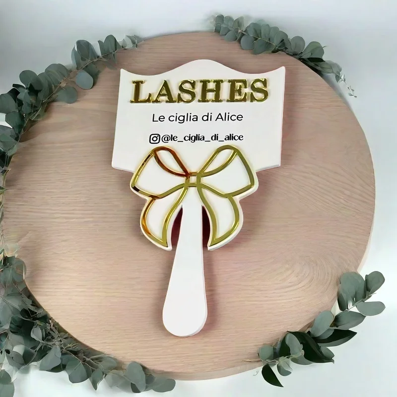 Eyelash technician prop handheld mirror bow Lash face paddle gift handheld mirror salon decor Custom Lash prop coquette