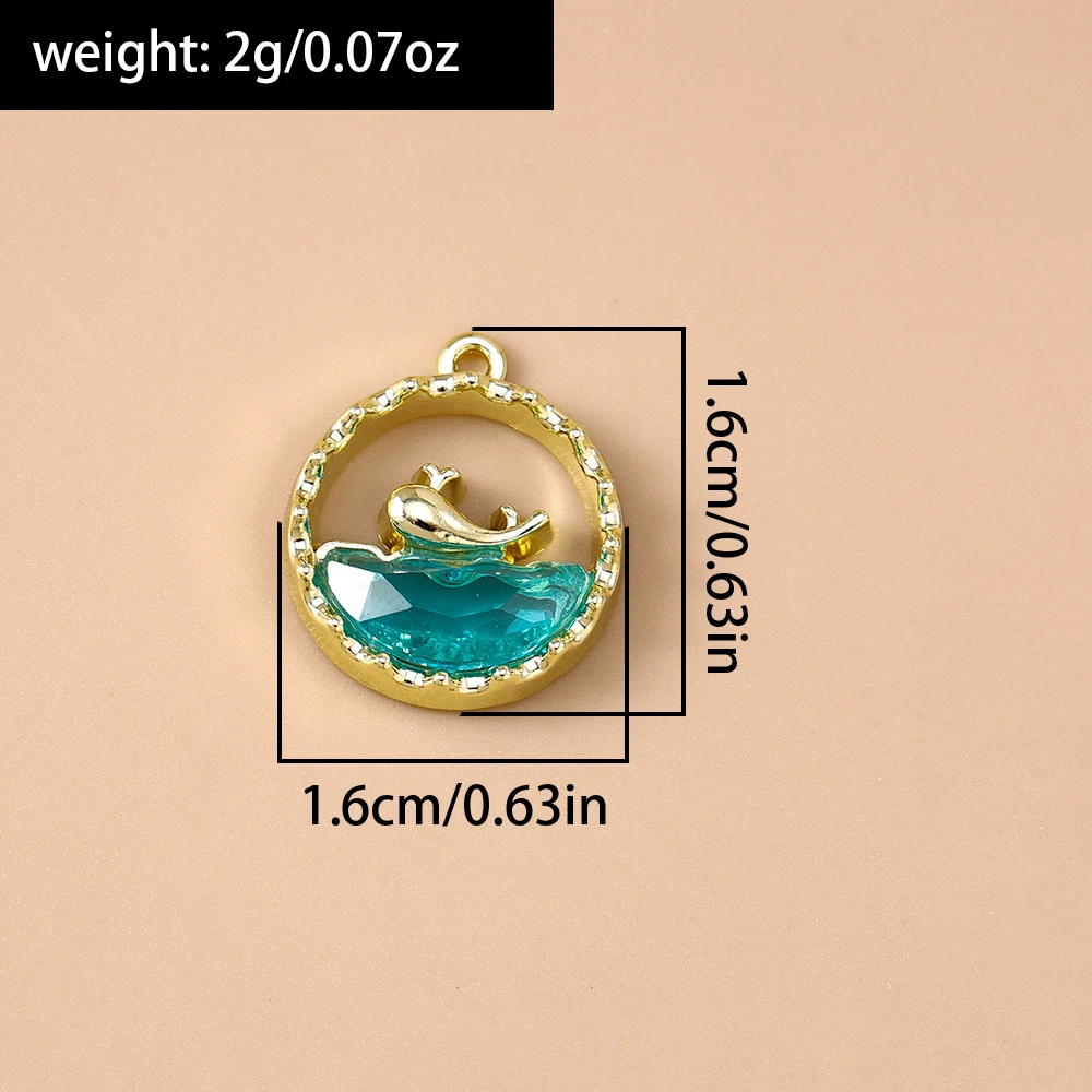 5 Stück 16 x 16 mm zarte Kristall-Metall-Wal-Anhänger für die Schmuckherstellung, Tropfenohrringe, Halsketten, Armbänder, DIY-Bastelbedarf – Detail 1