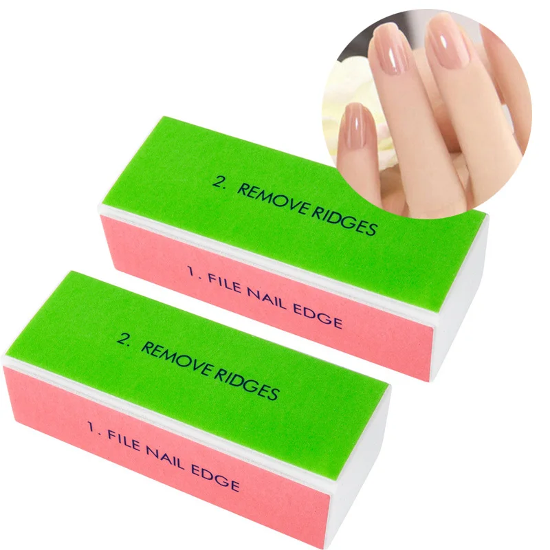 Colorful 4-Way Nail Polishing Buffers Set Professional Manicure Tools Sanding Sponge for Nail Art 2 Pcs