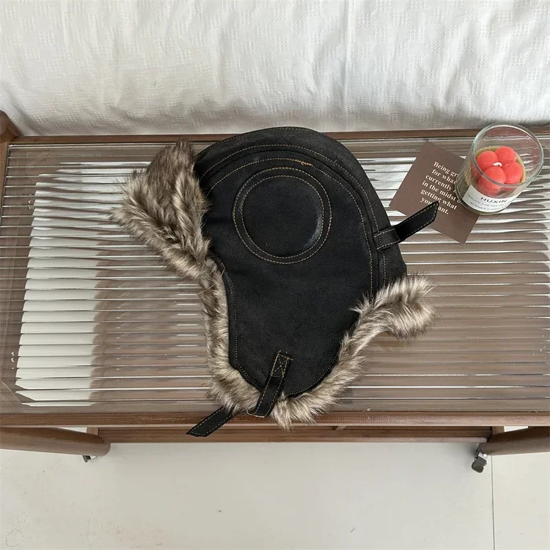 Мужская зимняя шапка-бомбер в стиле ретро с очками, уличная мотоциклетная ветрозащитная теплая шапка-ушанка из искусственного меха, лыжные шапки, термоушанка