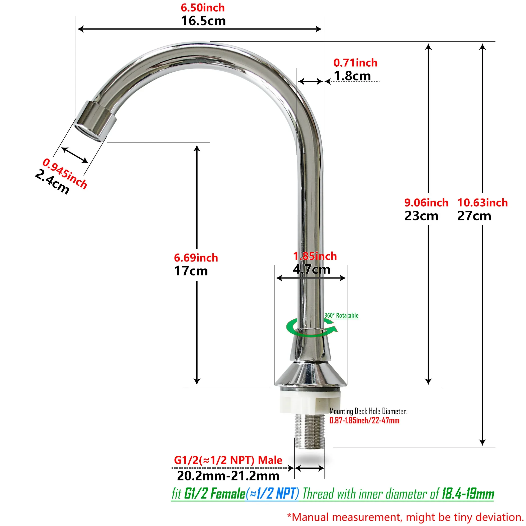 Faucet Set - Foot Pedal Valve + Faucet Hands-Free Floor Mount Cold Water Only w/opt Supply Line for Basin Tap Kitchen Wash