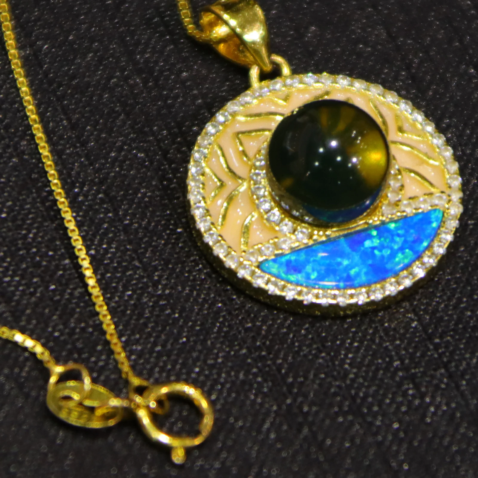 Natural Mexican Blue Amber Round Bead Pendant Sterling Silver Bail 8mm Blue Amber Jewelry Gift