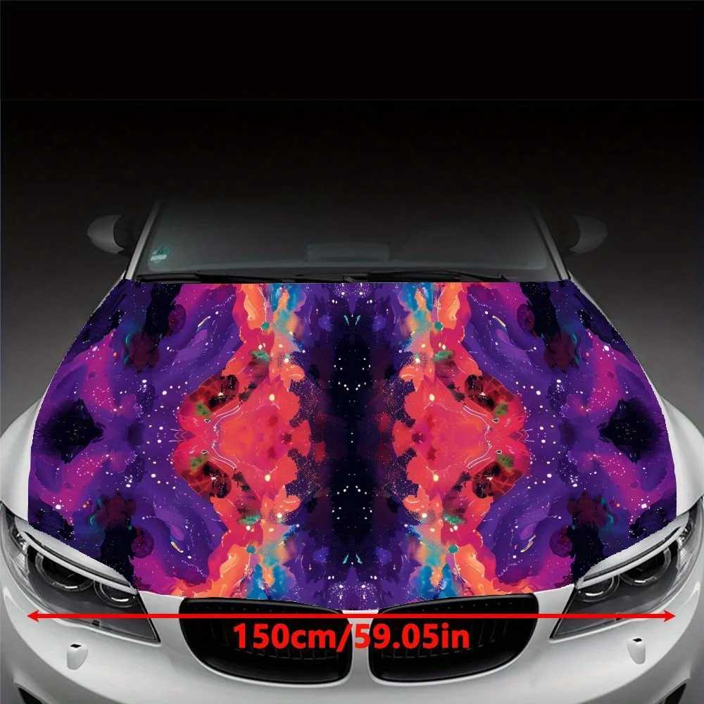 Exploring Personalized Galaxies Car Hood Vinyl Wraps Decal, Auto Exterior Protective Sticker, Waterproof Self-adhesive Car Body