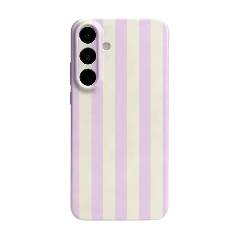 Ins Purple & Yellow Stripes Phone Case For Samsung S26 S25 S24 S23 S22 S21 Ultra Plus Edge FE Hard PC Shockproof Back Cover