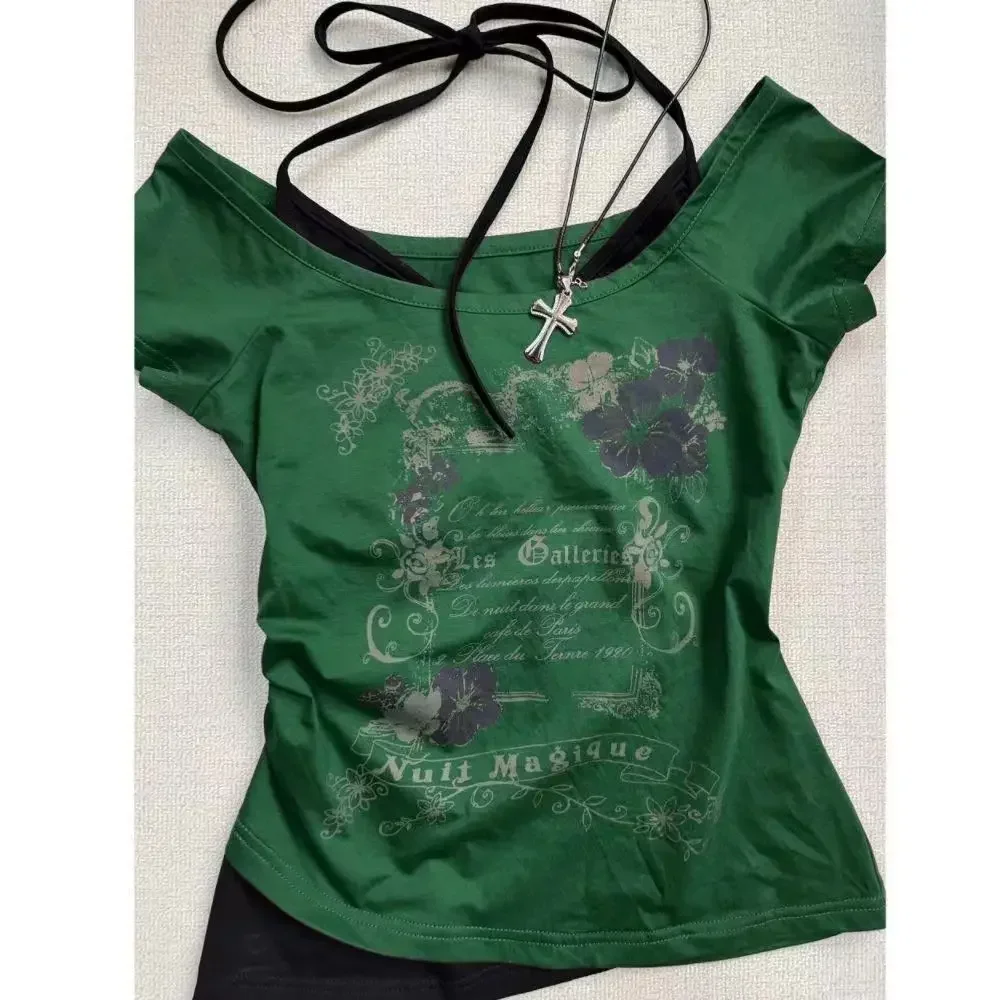 Y2k Vintage Emo Women Korean Harajuku Short Sleeve Acubi Grunge T-shirts Graphic Letter Tshirt Goth Oversize Tops Alt Clothes image 4