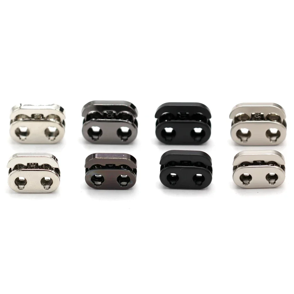 DOTOLLE 5Pcs Shock Cord Rope Stopper Alloy Spring Buckles Metal Cord Lock For Clothes 2 Hole Replacement Hoodie Shoes Bag Crafts