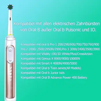 4 ks hlavice zubního kartáčku kompatibilní s elektrickým zubním kartáčkem Braun Oral-B, náhradní hlavice kartáčku pro Oral-B Vitality Pro 1000 2000 10 nejlepší prodej Hlavice zubního kartáčku Oral-B - №5