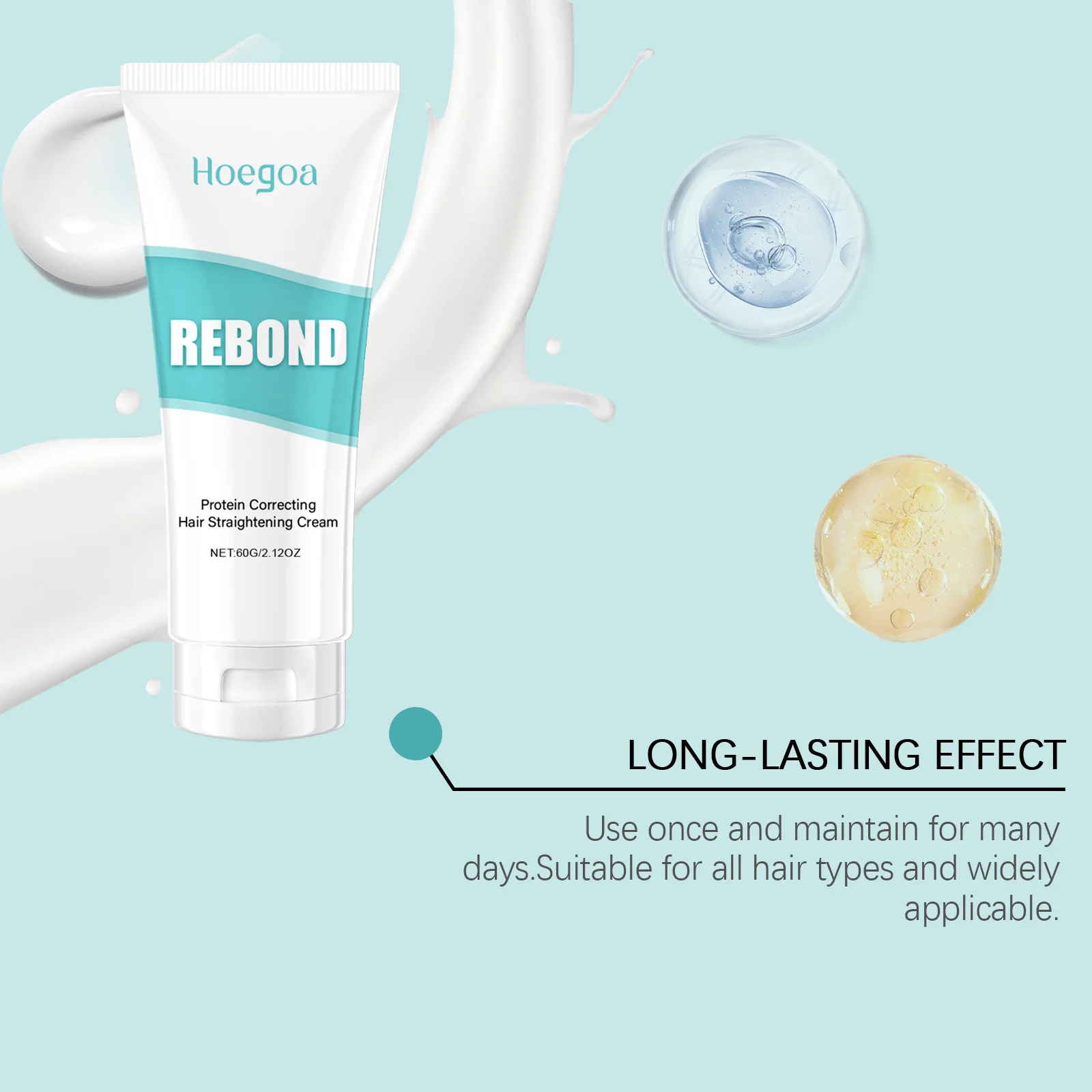 HOEGOA 60G Protein Correcting Hair Straightening Cream Quick Absorption Enhances Gloss Long-Lasting Effect Cream For Hair