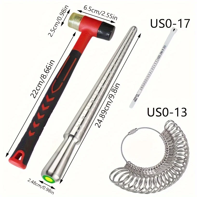 Ring Size Measurement Tool Kit Including a Finger Size Gauge And a Mandrel for Measuring Ring Sizes Jewelry Size Assessment