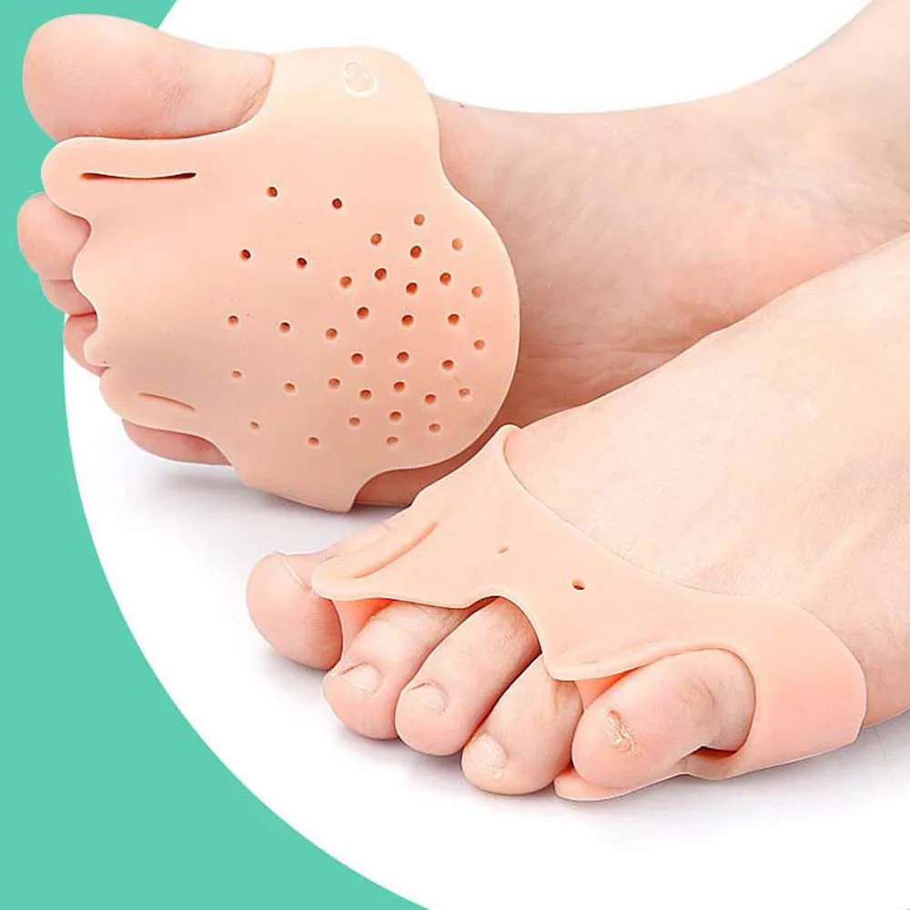 Thumb Valgus Adjuster Toe Separators Pads Half Yard Insoles Toe Orthotics Brace Forefoot Pads Double Hole Shock Absorption