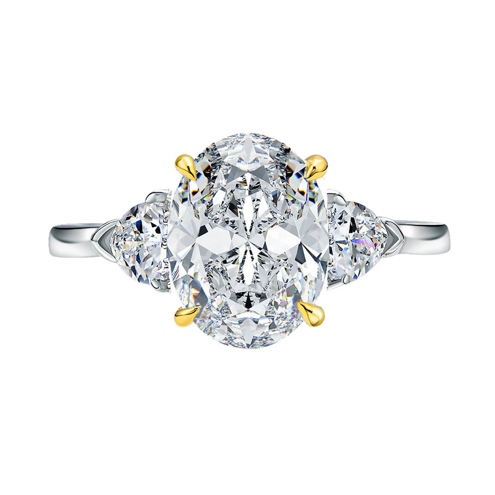 

Super Flash Moissanite Women Ring 3ct 8x10MM with Certificate 100% Passed Diamond Test S925 Silver Romantic Wedding Jewelry Gift