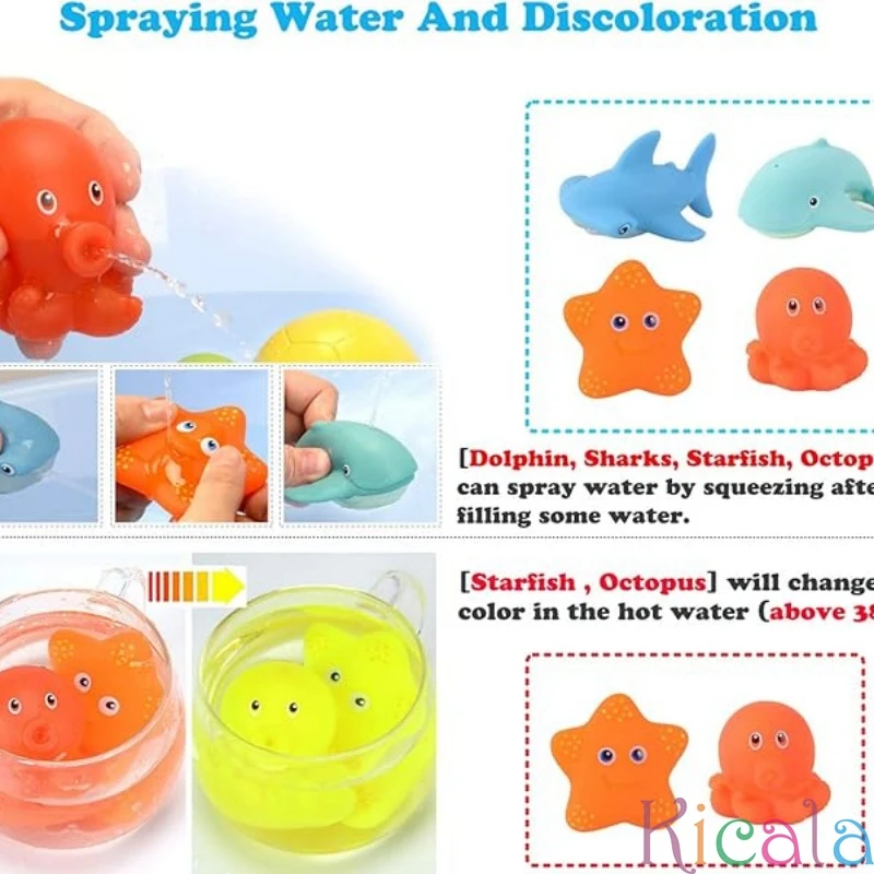 Juguete de baño para bebé, red de pesca flotante, imagen de viñetas de animales para niños, amasar, juguete de agua flotante feliz, regalo para bañera, piscina y playa