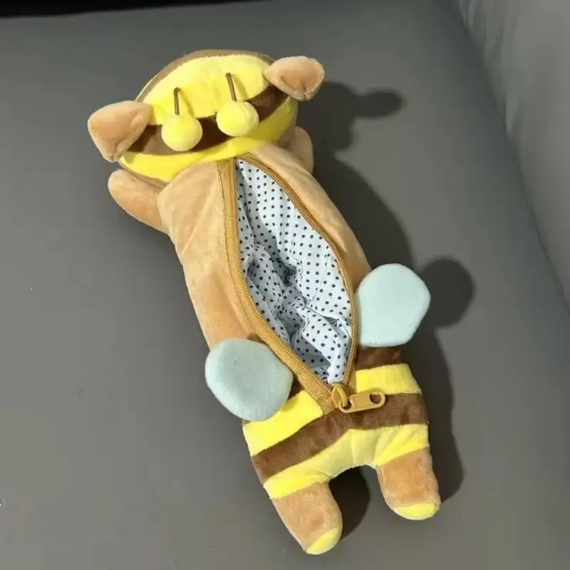 Kawaii Rilakkuma Bee Plush Pencil Case For Kids Girls Cartoon Bear Cute Pencil Pouch Organizer Pen Bag School Stationeries Gifts - view 3