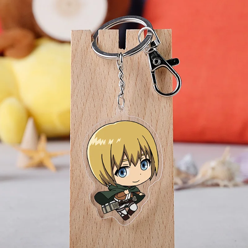 Anime Attack on Titan Levi Ackerman Eren Jaeger Key Chain Pendant Cosplay Two-sided Acrylic Keychain Keyring Prop