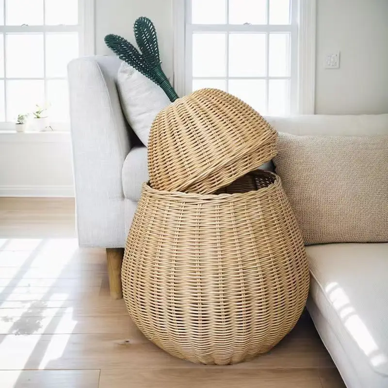Nordic handmade cartoon cute rattan sundries basket dirty clothes basket toy storage basket decoration