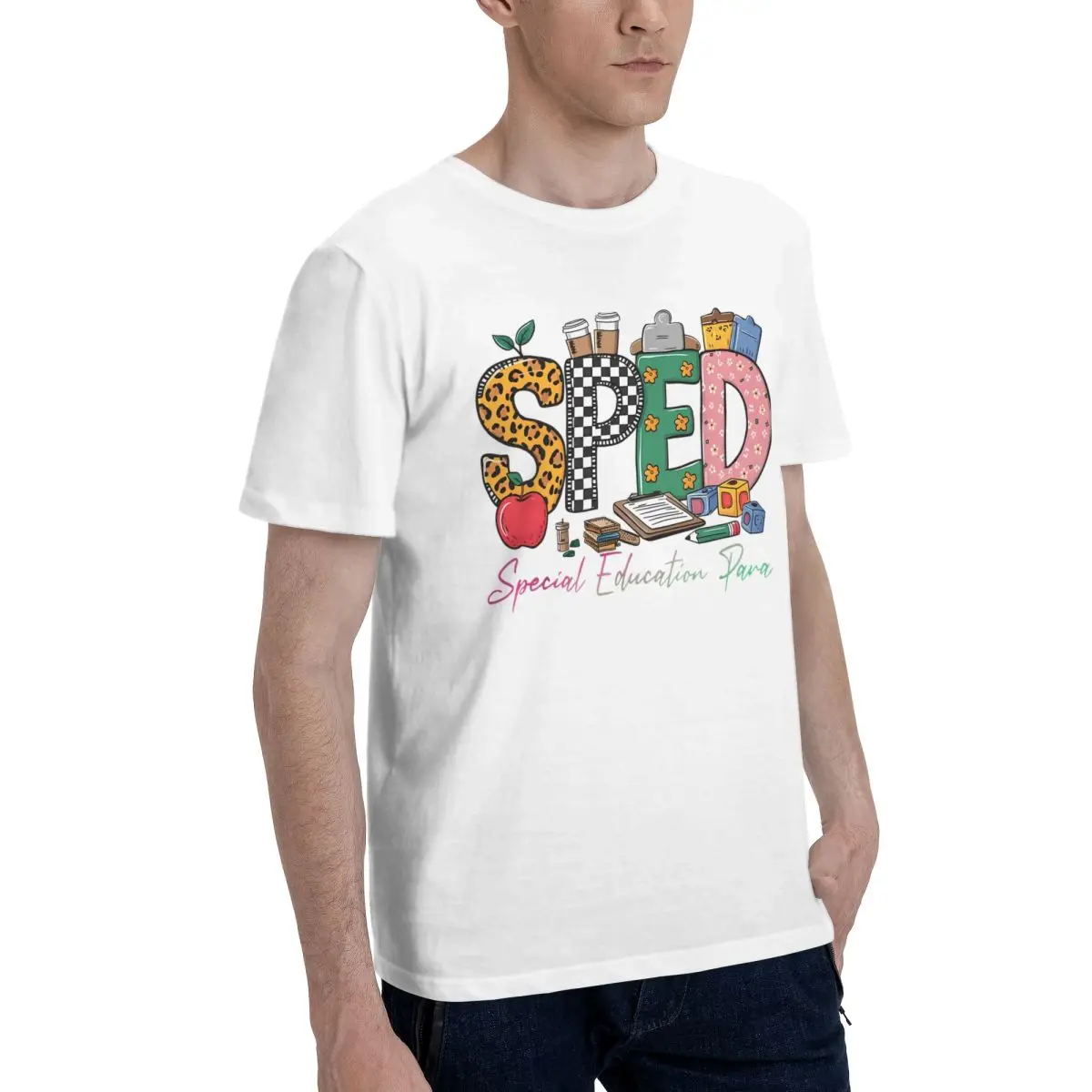 Colorful SPED Teacher Decor Campaign T-shirts Activity competition Title Cute Vintage Eur Size