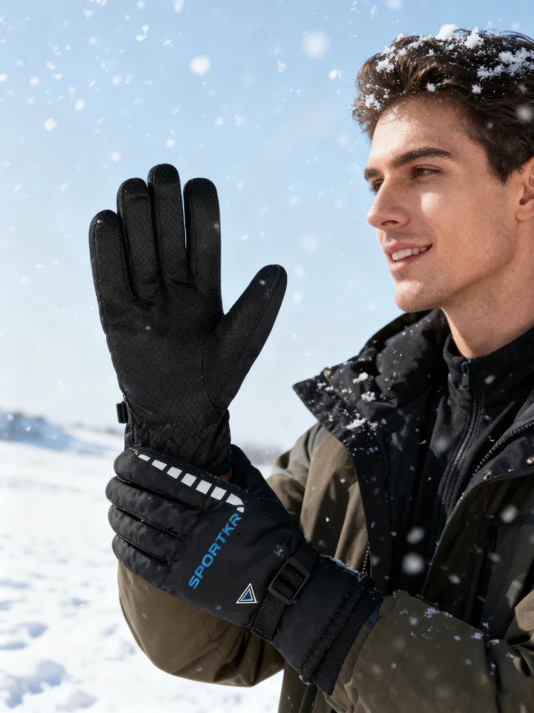 قفازات ركوب الدراجات الشتوية للرجال سميكة حرارية مقاومة للرياح ومقاومة للماء وغير قابلة للانزلاق للدراجات النارية والتزلج والاستخدام البارد في الهواء الطلق #2