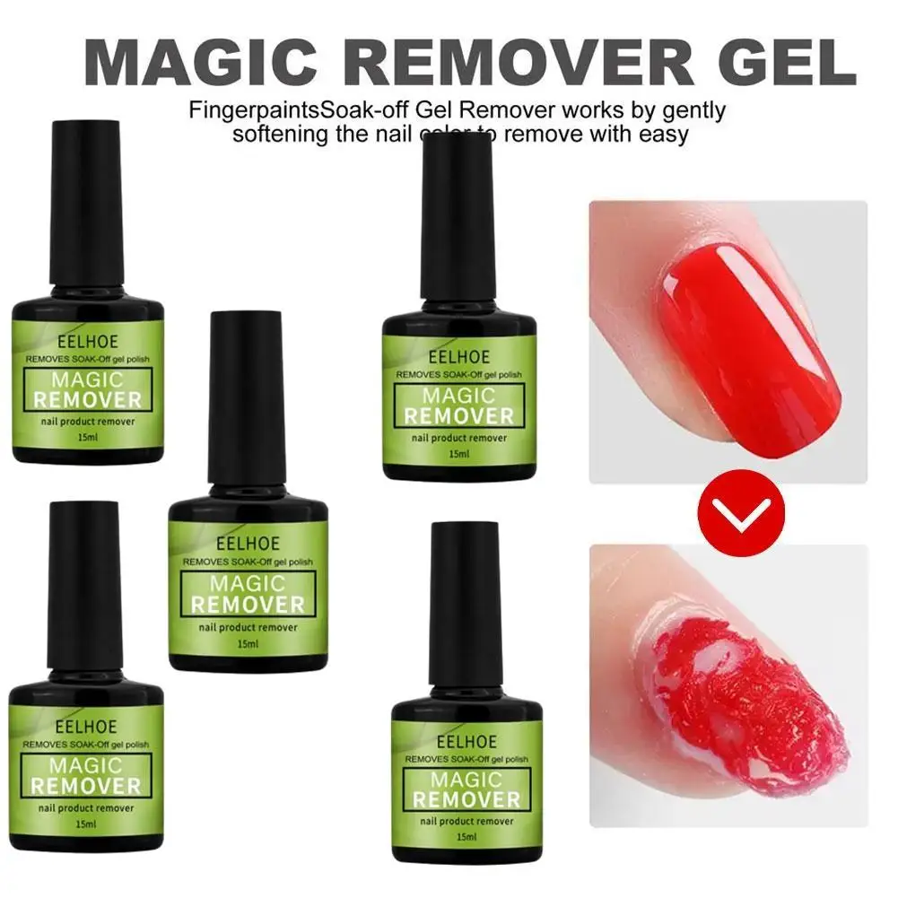 Removedor de unhas falsas Debonder, Removedor de Nailpop, Materiais Naturais Líquidos, Fácil de Remover, Seguro, Suave, Dissolução Rápida, 15ml, 5pcs