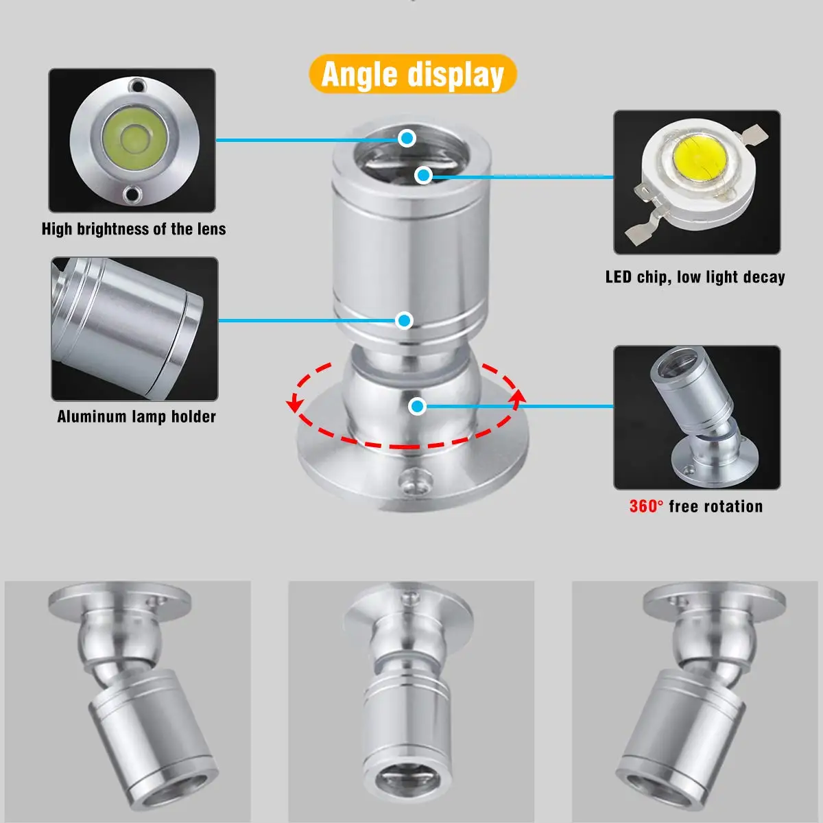 Imagem -02 - Mini Led Spot Light com Interruptor para Exibição de Jóias Usb Interior Gabinete Interior Brinquedos Decoração Área de Trabalho Foco 1w 3w