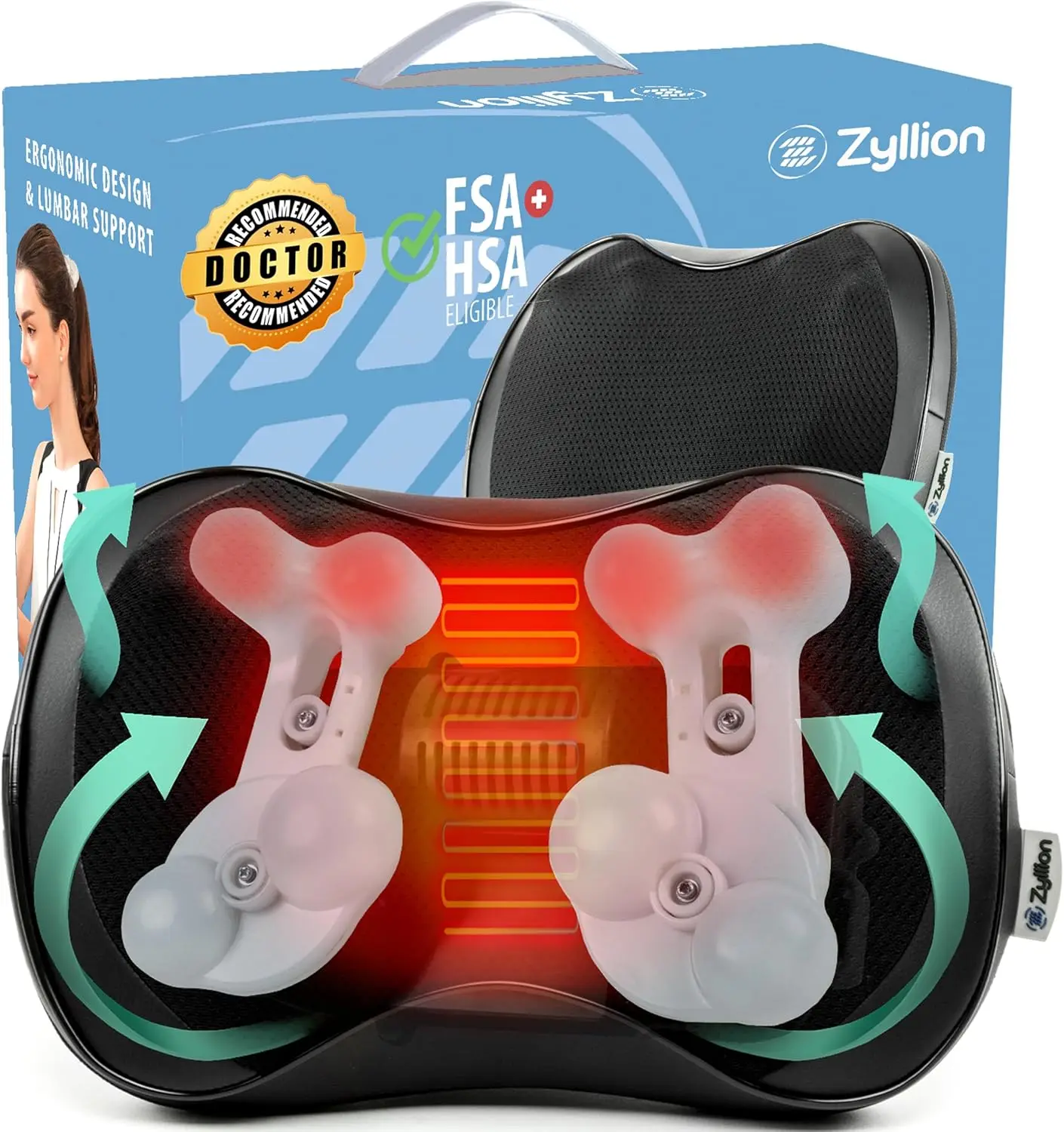 

3D Electric Kneading Deep Tissue Massage Pillow with Heat, 8 Nodes for Muscle Pain Relief, Black
