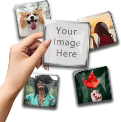 Personal isierte Glas Kühlschrank Magnet Foto benutzer definierte Geschenke Quadrat rundes Bild Kühlschrank Küche Wohnkultur Souirs 3cm 4cm 5cm