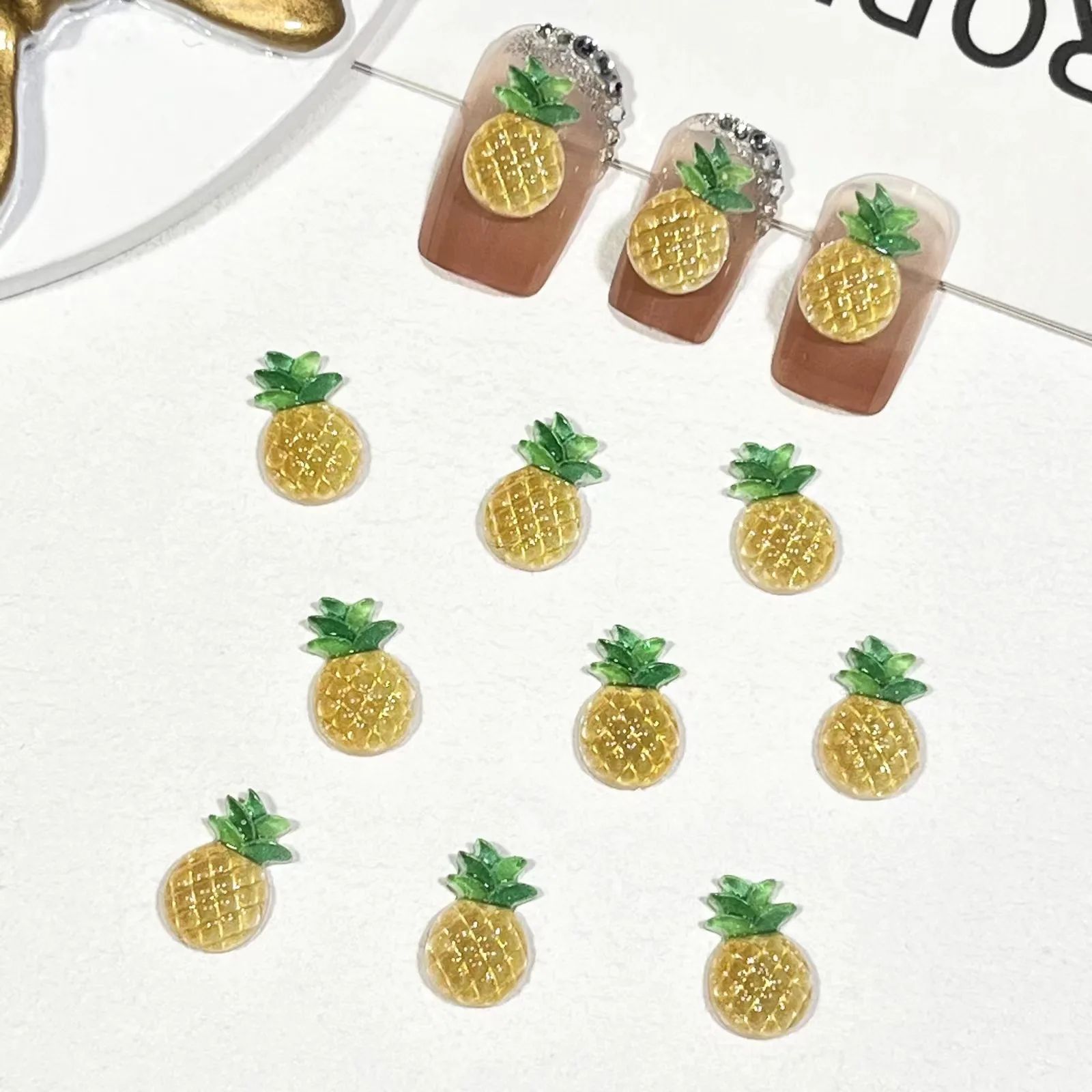 20pcs niedlichen Frucht nagel anhänger Harz Pfirsich Erdbeer nagels chmuck 3d klare Strass teile kawaii Nagel liefert Zubehör – Detail 14