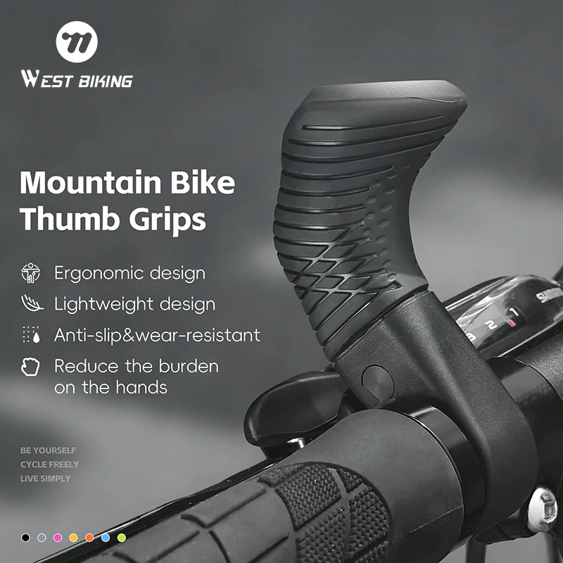 

WEST BIKING MTB Bike Thumb Grips Lightweight Ergonomic Mountain Bike Handlebar Ends 22.2mm MTB Inner Bar Cover Bicycle Parts