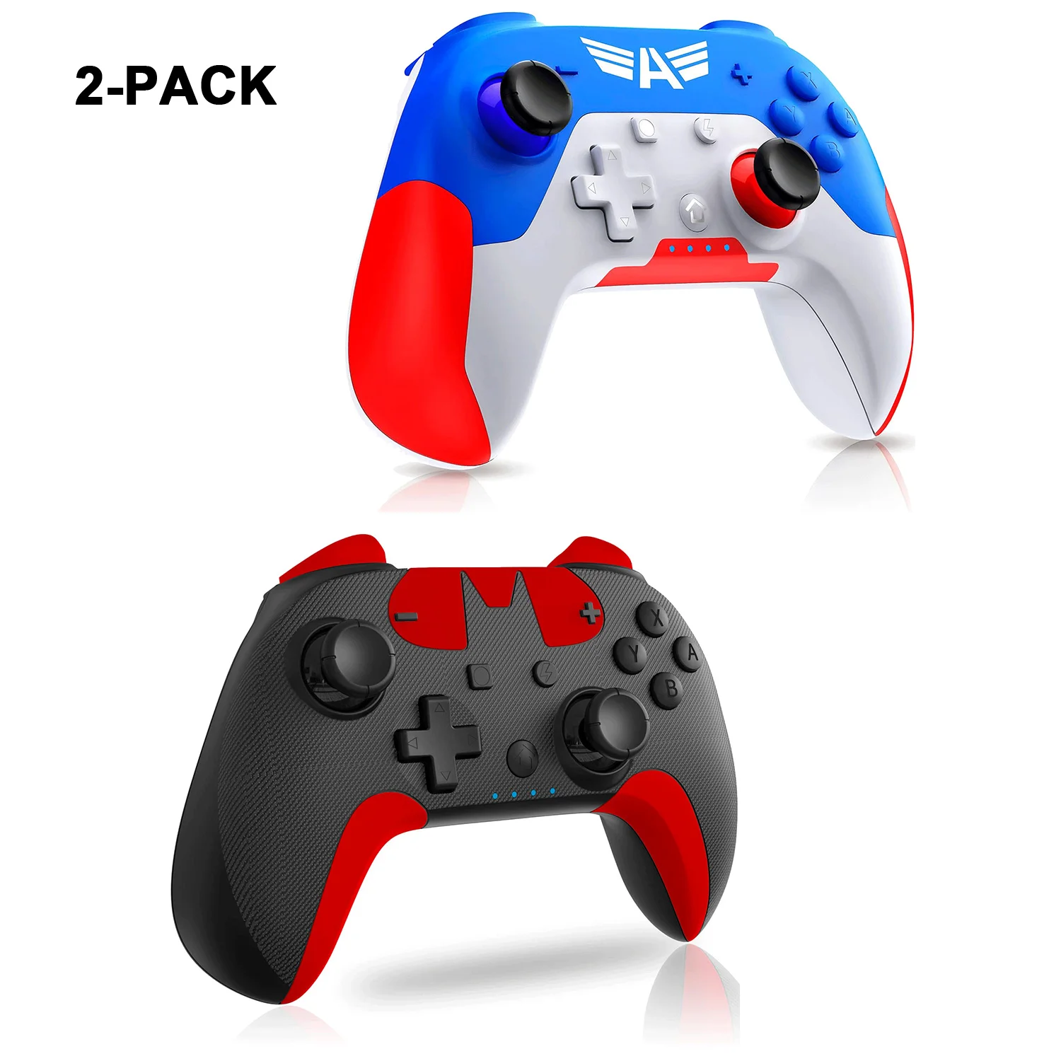 2pcs Wireless Switch Pro Controller for Nintendo Switch/Lite/OLED, with Turbo/6-axis Gyro/Vibration, Great for Gift