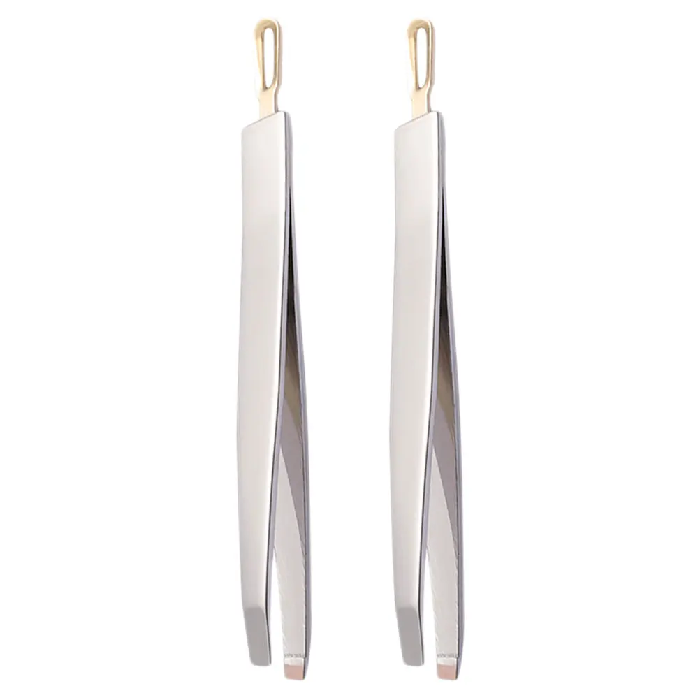 

2pcs Acne Eyebrow Clip Stainless Steel Grooming Tool Tweezers Clamps Scissor Eyebrow Flat Mouth Oblique Makeup