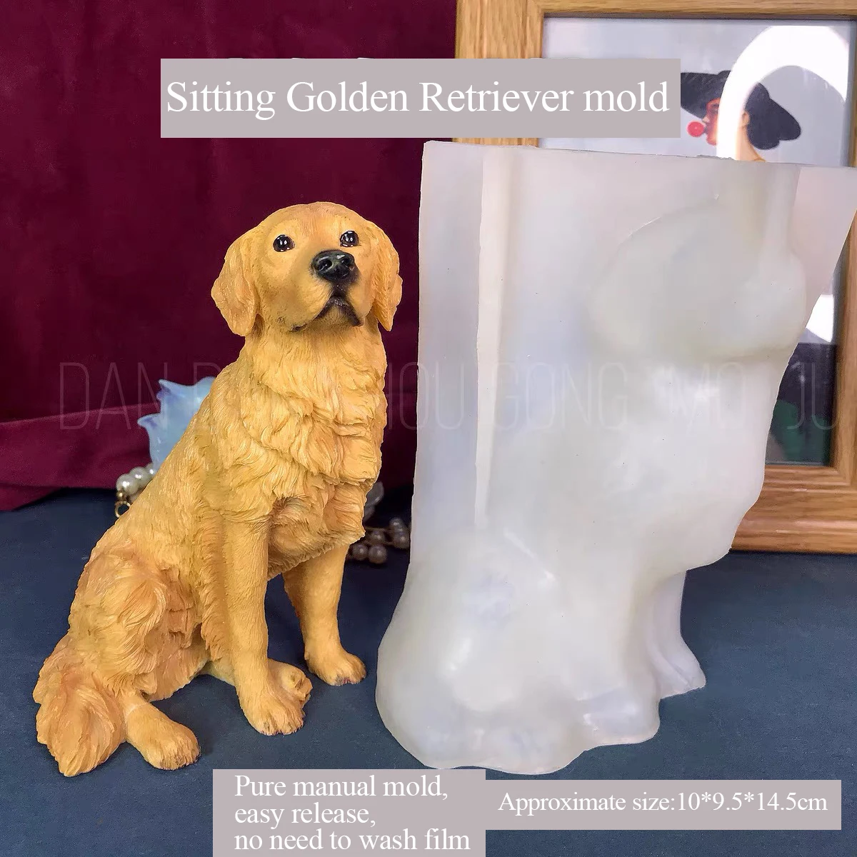 3D Three-Dimensional Mold, Big Golden Retriever, Silicone Grinder, Hand, DIY, Special, Cute