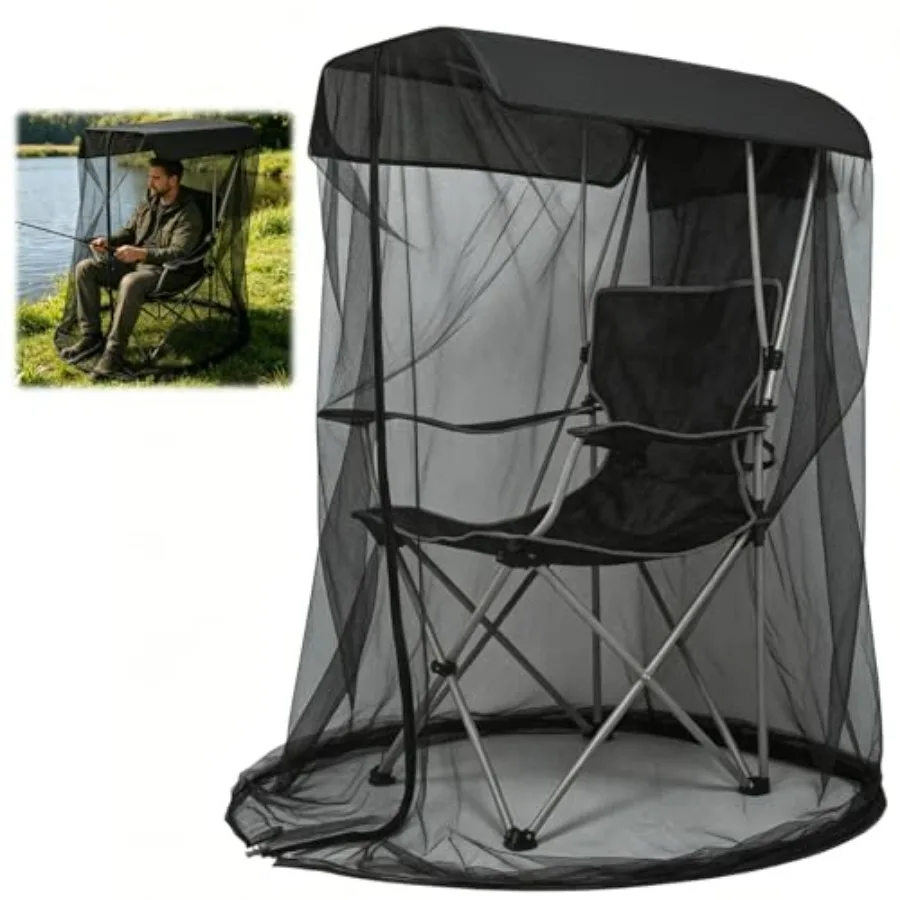 

63"H Mosquito Net Cover for Canopy Chair, Bug Barrier Mosquitos Mesh Tent Black Chair Mosquito Netting with Zipper Opening 35"X
