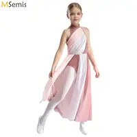 Vestido de baile moderno lírico para adolescentes, leotardo de gimnasia de Ballet dividido asimétrico, patinaje sobre hielo, Ropa de baile, vestidos de actuación