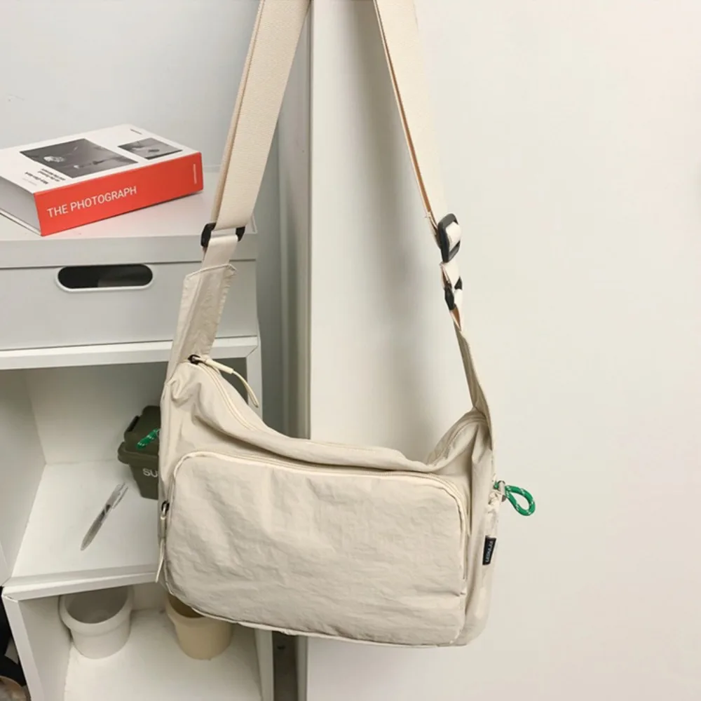 

Trendy Fashion Crossbody Bag Fitness Casual Sport Shoulder Bag Large Capacity Solid Color Nylon Bag Unisex