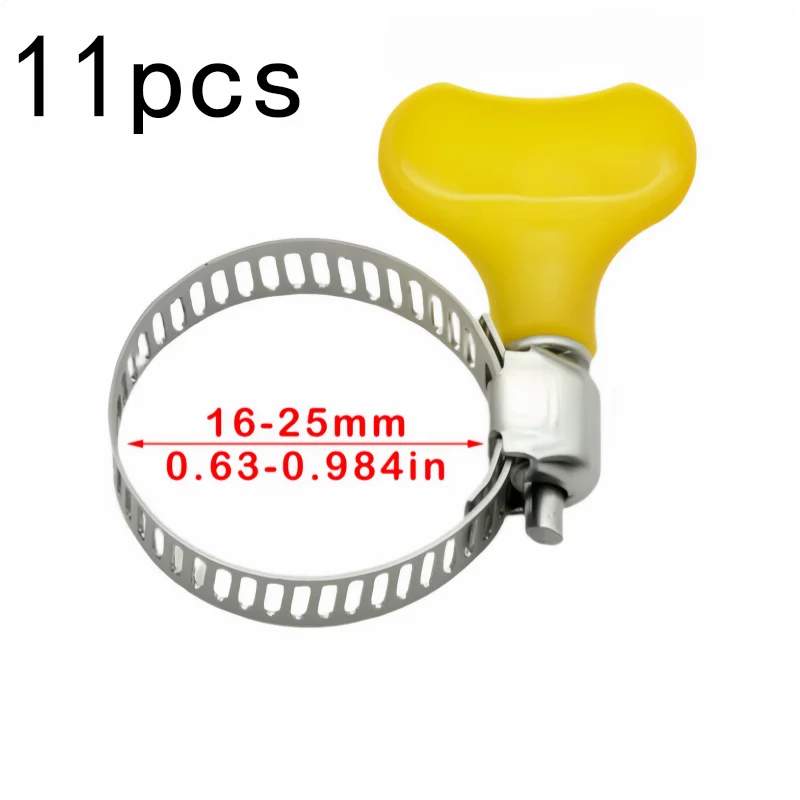 11 pcs 16-25mm Handle Pipe Clamps for Home Water Pipe Fixing, Stainless Steel Material, Strong Secure Grip
