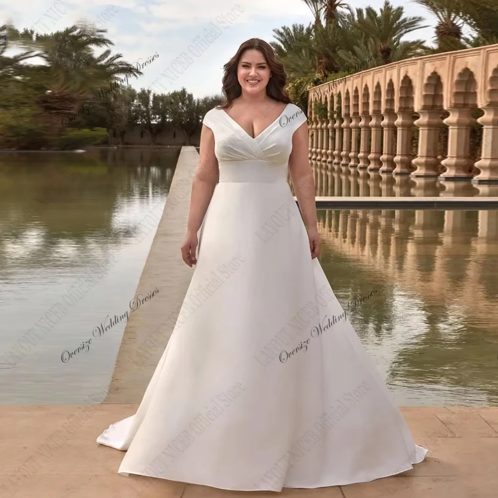 

Modern Strapless Plus Size Wedding Dresses with Pleat 2024 Summer Organza Sleeveless Bridal Gowns for Princess Vestido De Novia