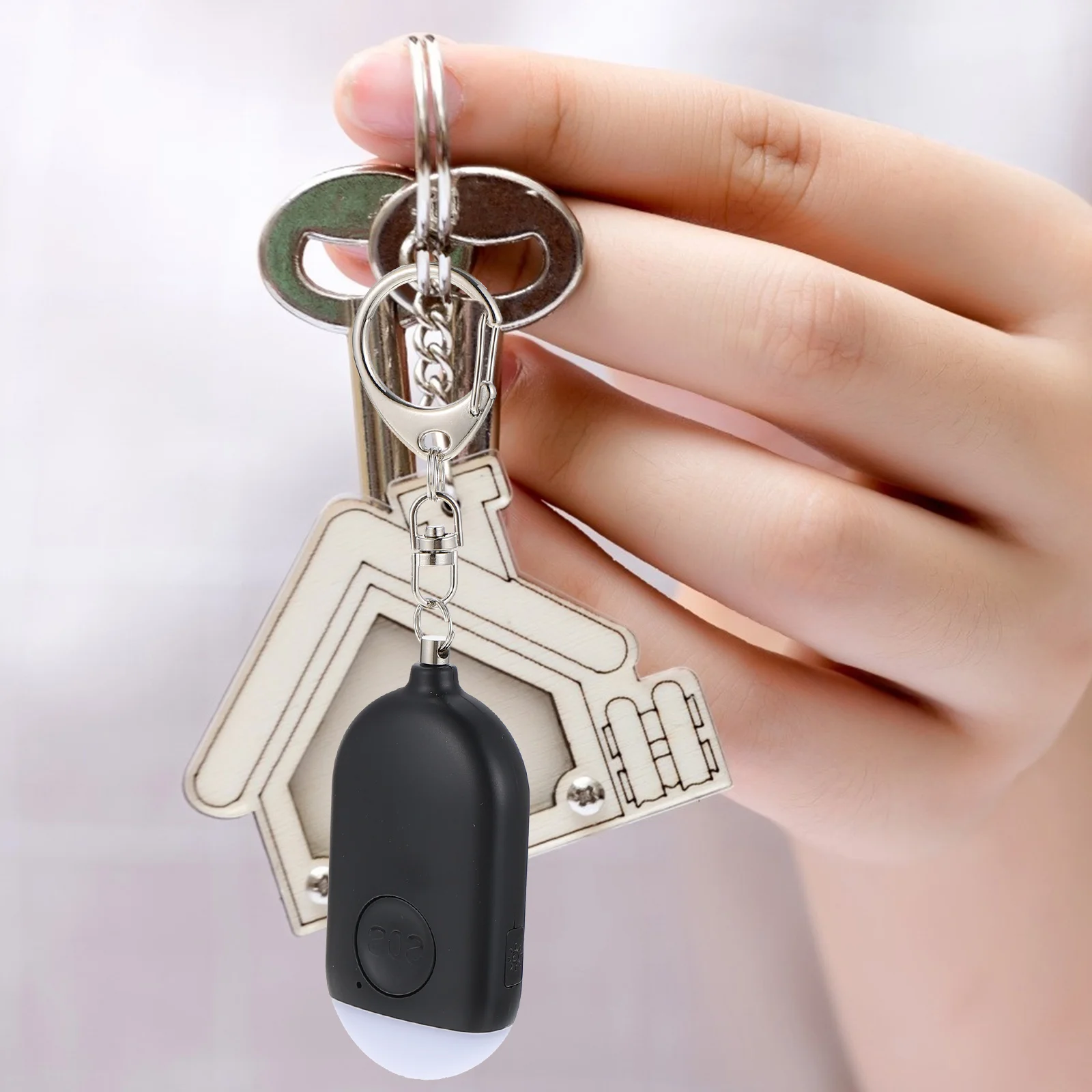 

Personal Alarm Rechargeable Portable Mini for Women Elderly Students Travelers with Flashlight Keychain