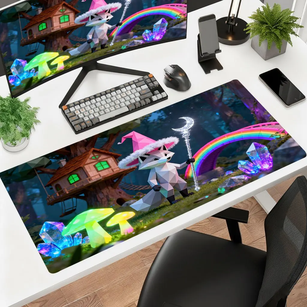 Brand Magical Creatures Iron Art Mouse Pad Forest Cottage Rainbow Bridge Moonlight Fox Ultra HD Desk Mat Office Laptop Gaming Dy