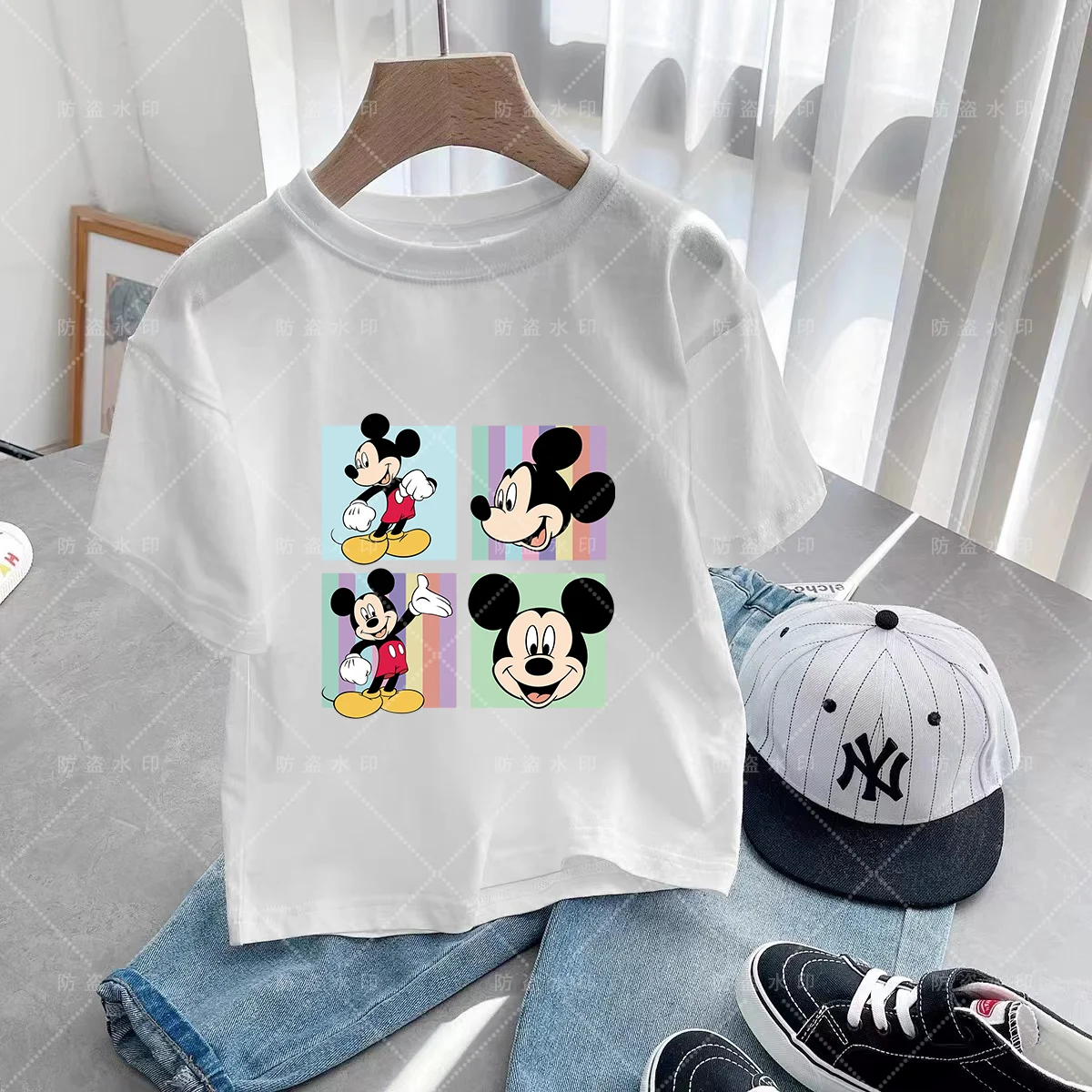 Mickey T-shirts for Girls Children Clothes Kawaii Cartoons Casual Vintage Clothes Caricature Short Sleeve Disney Anime Top Anime