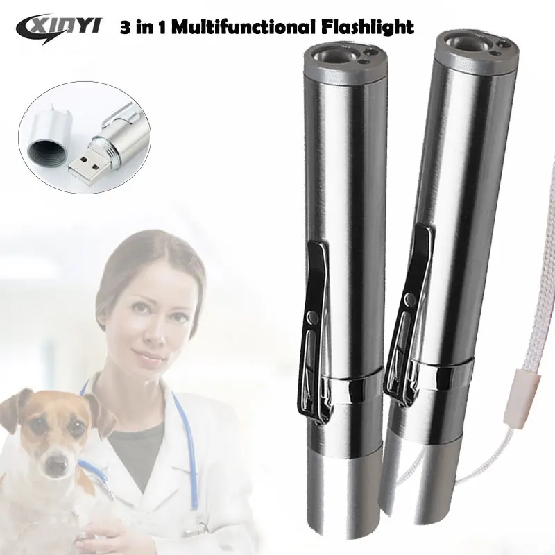 

3in1 USB Rechargeable LED Flashlight High-quality Powerful Mini LED Torch Waterproof Design Penlight Hanging With Metal Clip