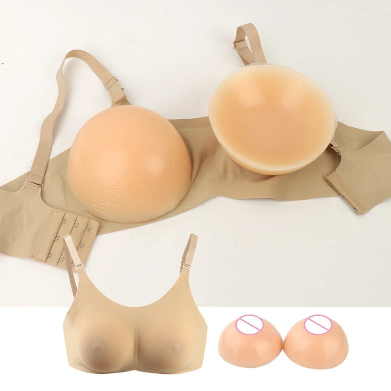 

Round Shape Silicone Fake Breast Forms Push Up Seamless One Piece Bra for Crossdresser Shemale Drag Queen