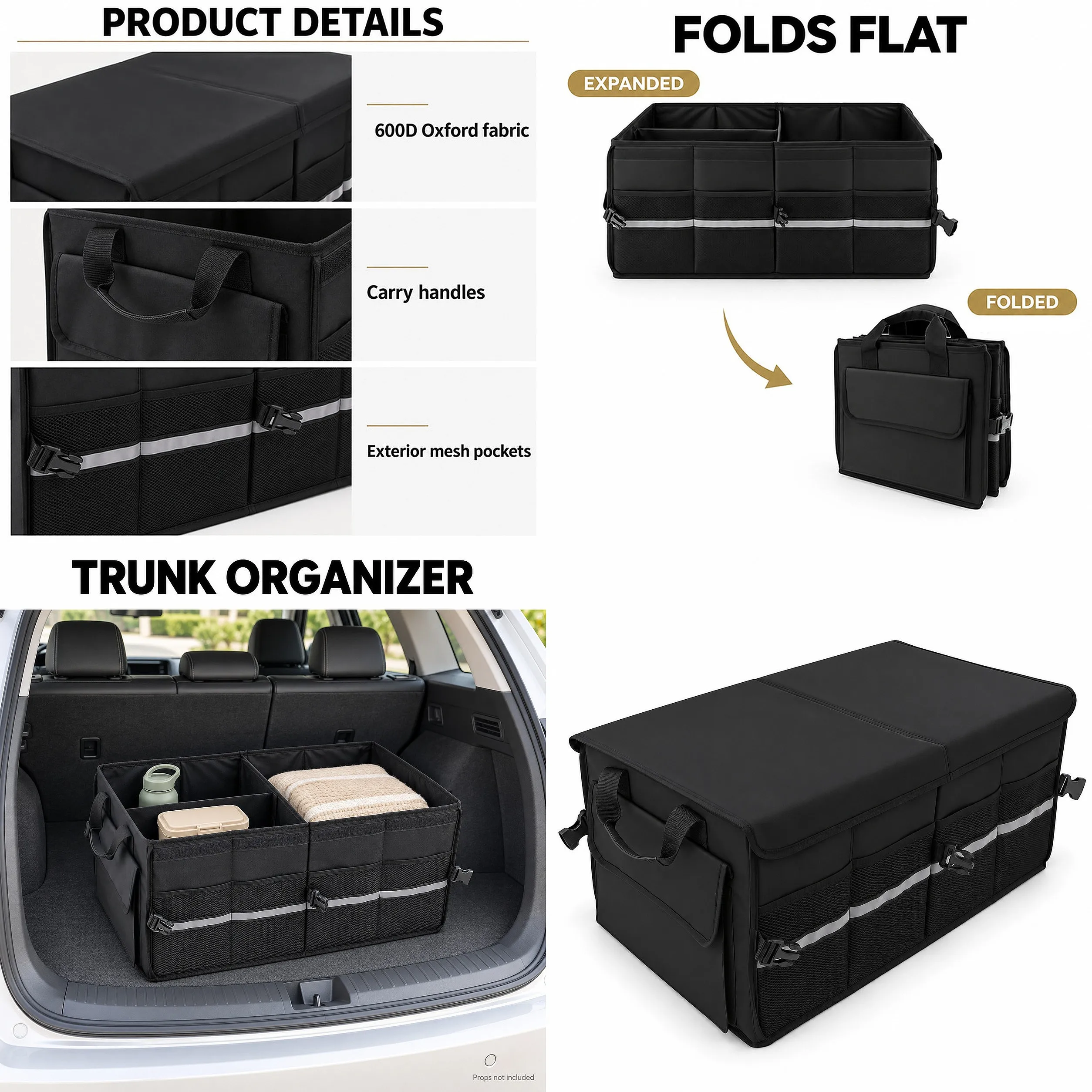 Crossbody Car Trunk Storage Box Organizer Outdoor Vehicle Cargo Container Rear Tail Box
