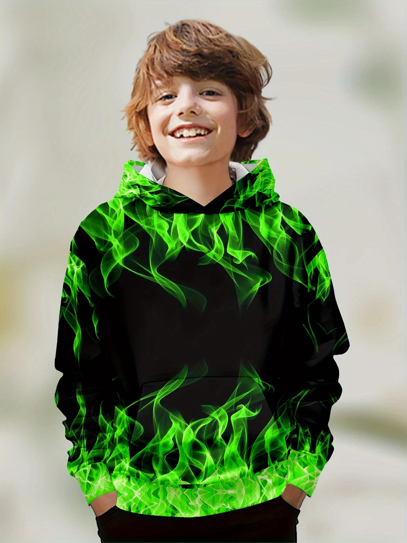 Kinder Kleidung Jungen Hoodies Langarm 3D Flamme drucken Kinder Frühling Herbst Kleidung lässig stilvolle Jungen Mädchen Kleidung Pullover Tops – Detail 13