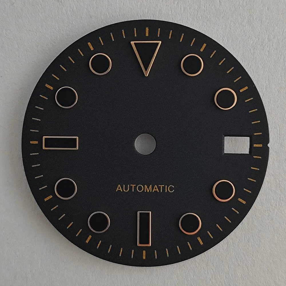 28.5mm NH35 watch dial black blue rose gold dial suitable for NH35 movement custom logo dial