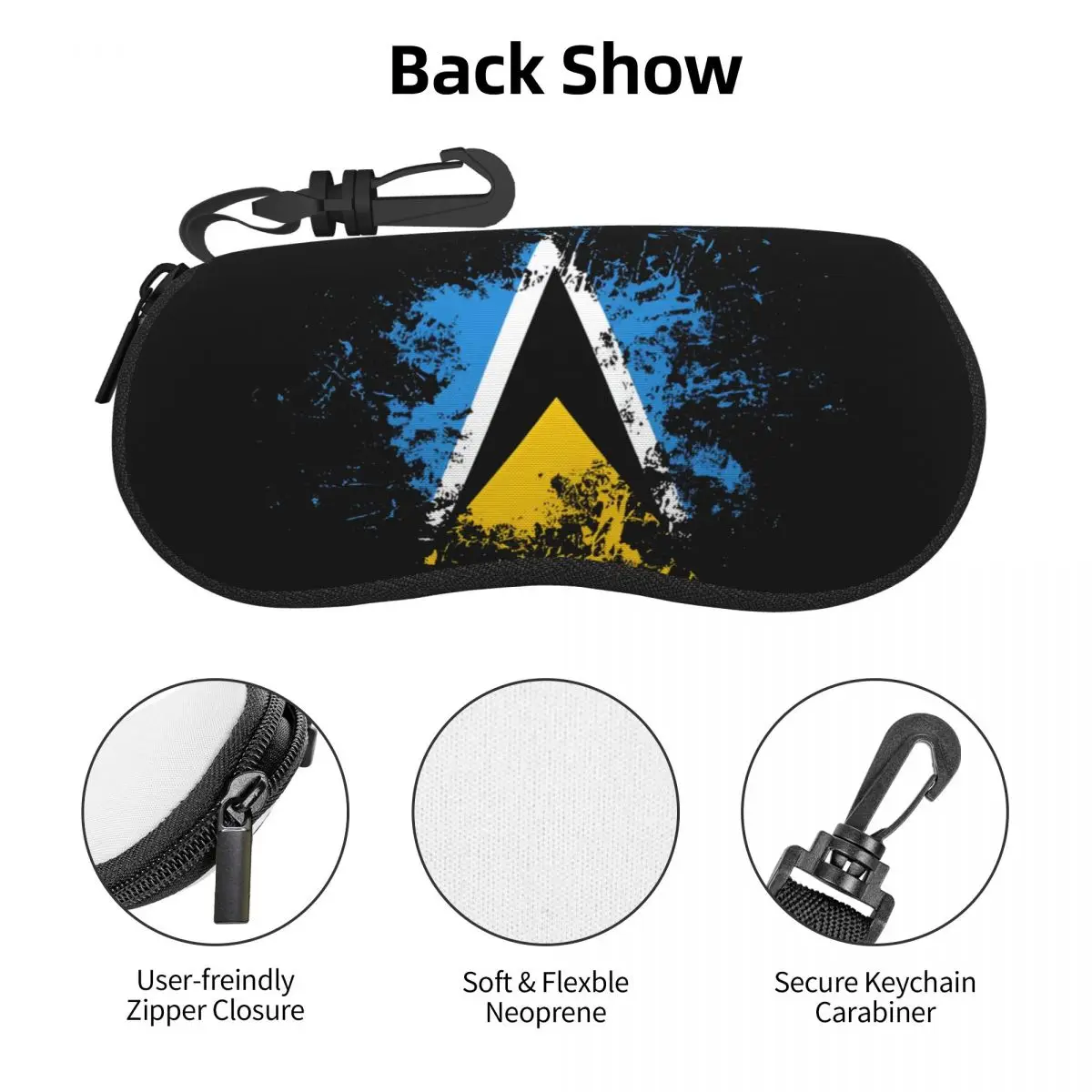 Custom Saint Lucia Country Flag Watercolor Shell Eyeglasses Case Women Men Fashion Glasses Case Sunglasses Box Pouch