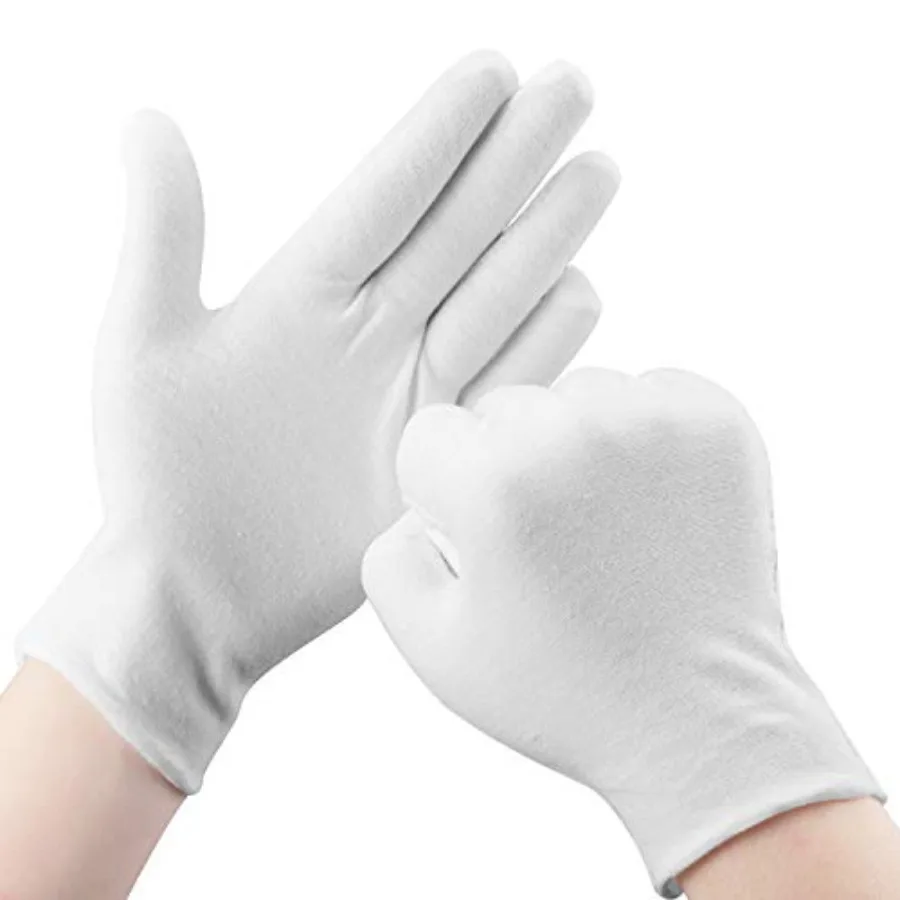 30 Pcs White Cotton Gloves for Dry Hands Moisturizing Eczema Overnight, Men and Women Stretchable Cloth White Gloves for Coin J