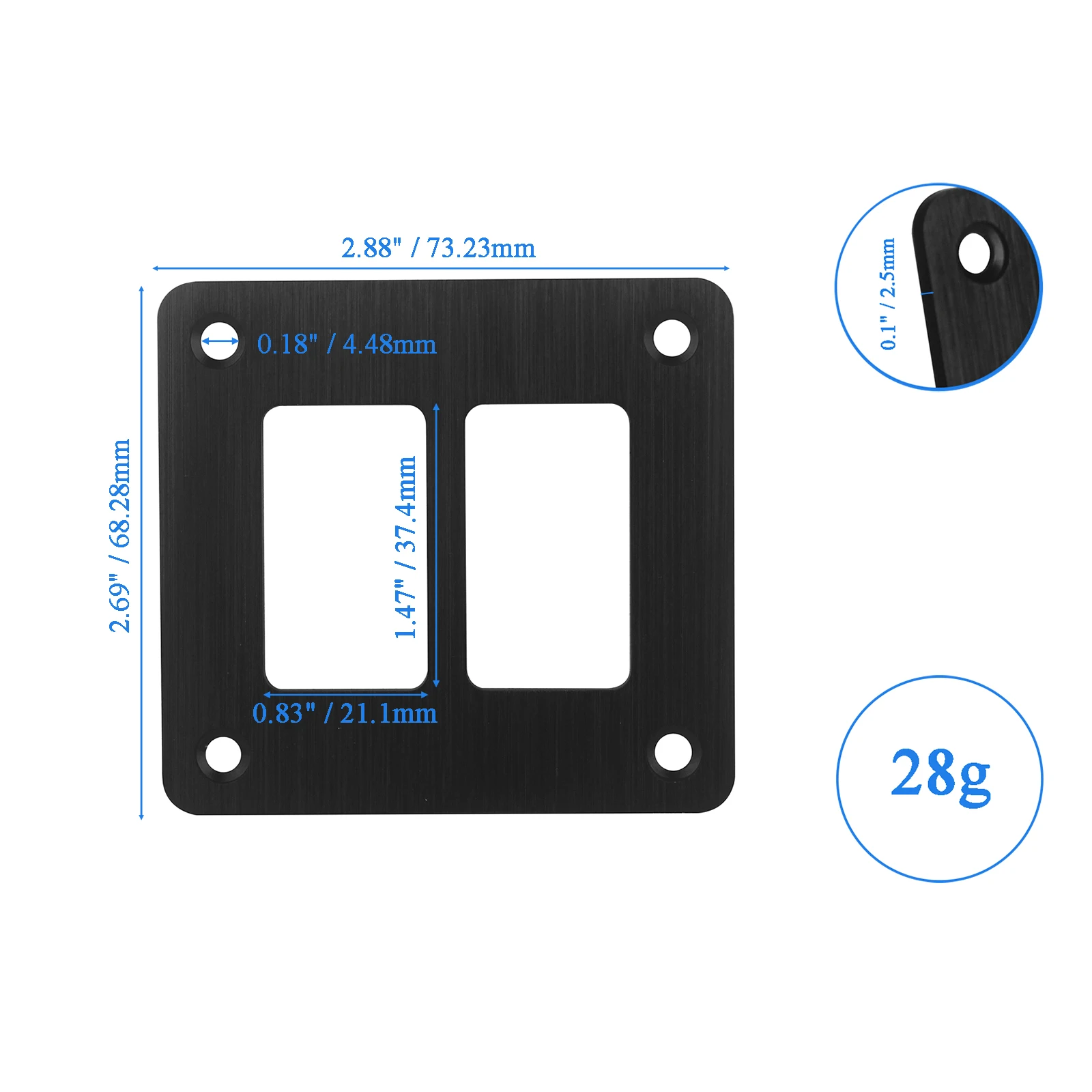 1 / 2 / 3 / 4 / 6 / 8 Gang Rocker Switch Housing Frame for Carling ARB NARVA (37mm x 21mm) Dashboard Panel Installing Aluminum